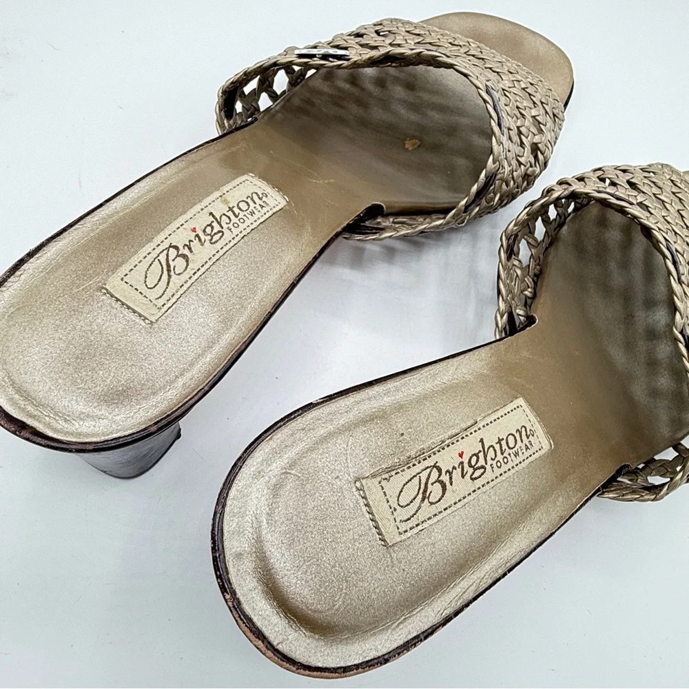 Brighton Tifany Gold Metallic Braided Leather Slide 2.5
